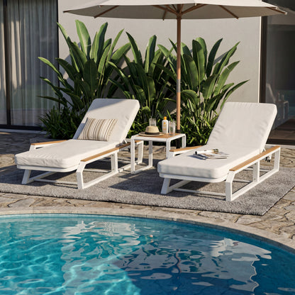 5 Piece Outdoor Chaise Lounge and Side Table