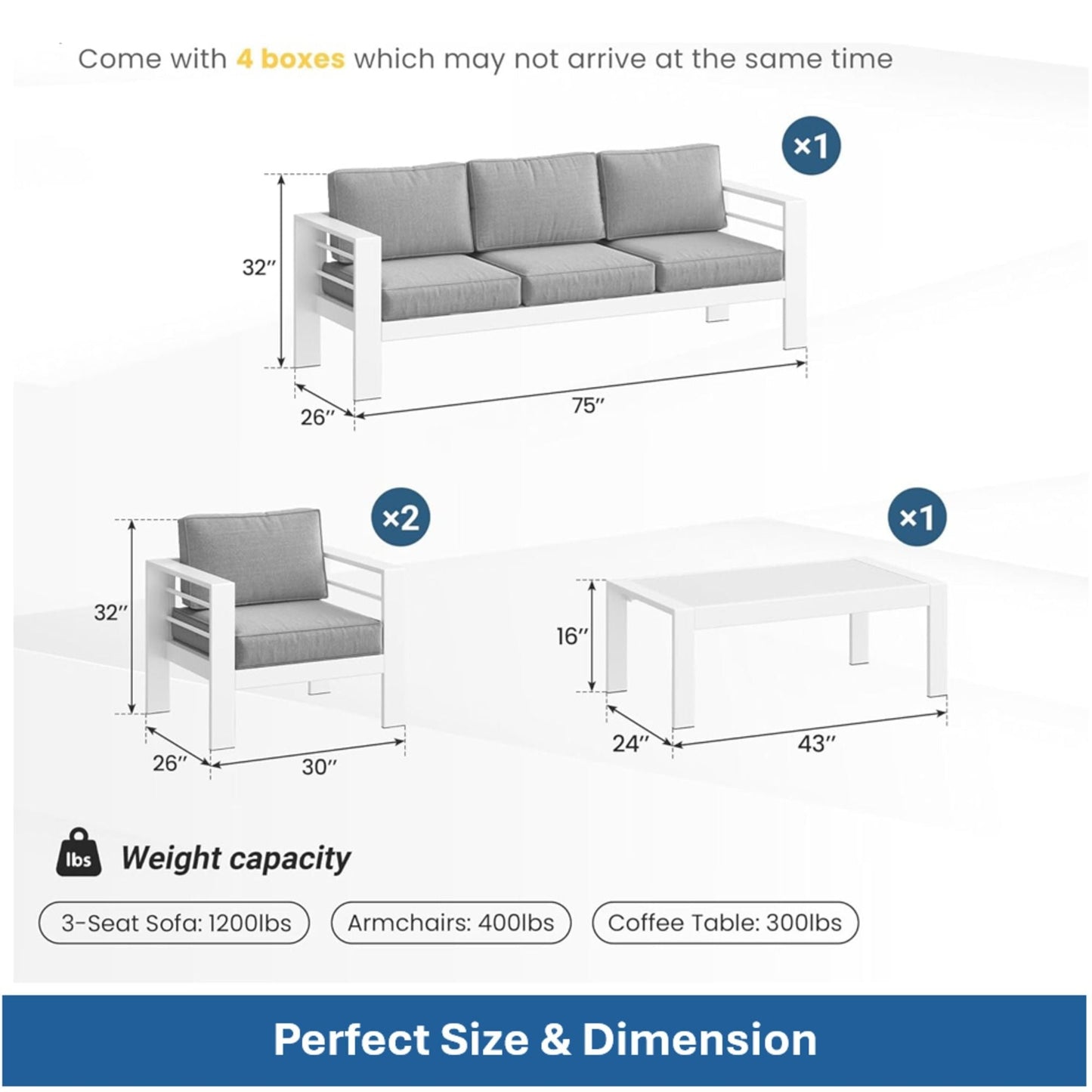 Outdoor Iron Patio Set With The Thick Cushions