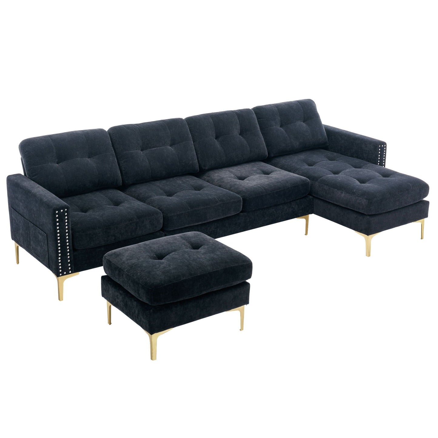 Modern Convertible Sectional Sofa and Ottoman