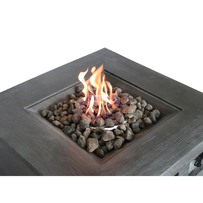 Fibre reinforced fire pit table in charcoal with gas flame and lava rock fill on Tampa Home & Garden Store