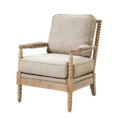 Arm Chair With Back Spindle Design and Cushions