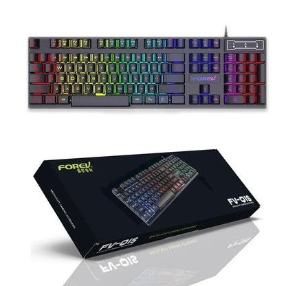 Wired RGB backlit keyboard with FOREV branding; desktop and notebook use, in box on Tampa Home & Garden Store