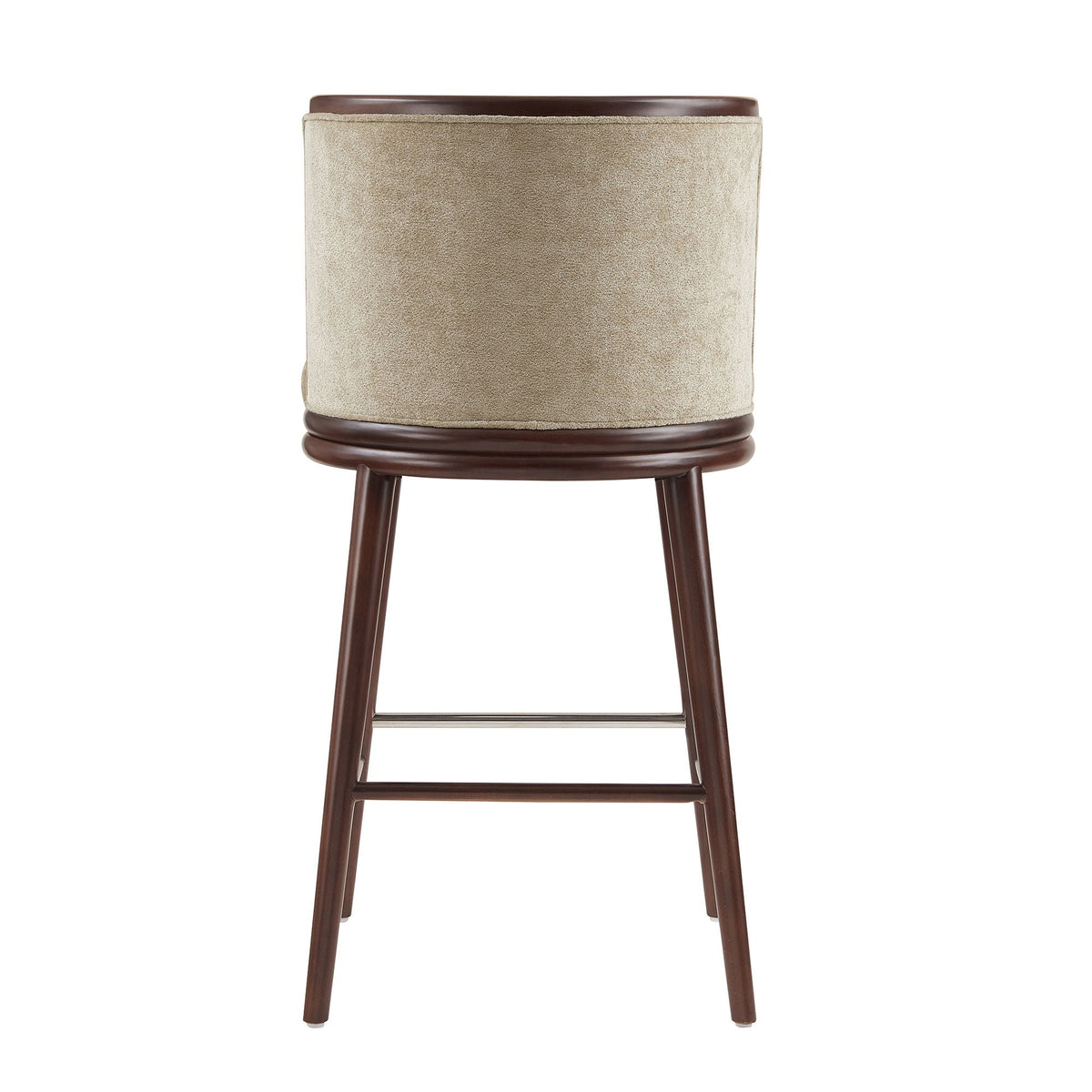 Evalyn Barstool by HouseOfZazla, beige upholstery, bar-height stool with dark wood legs on Tampa Home & Garden Store