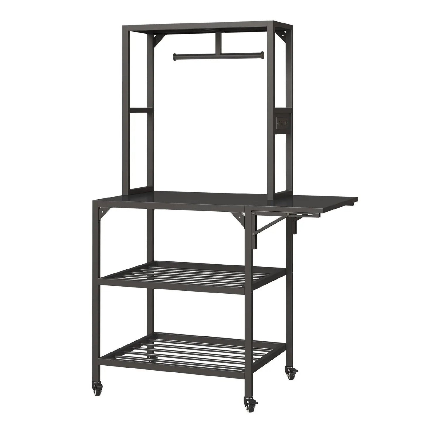 Heavy Duty 3D Printer Stand with Filament Storage Rack, black steel frame, caster wheels on Tampa Home & Garden Store