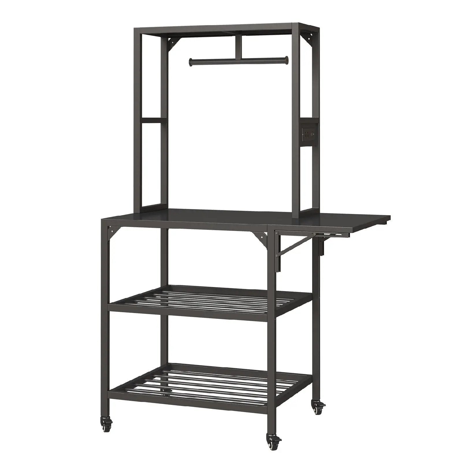 Heavy Duty 3D Printer Stand with Filament Storage Rack, black steel frame, caster wheels on Tampa Home & Garden Store