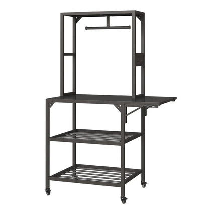 Heavy Duty 3D Printer Stand with Filament Storage Rack, black steel frame, caster wheels on Tampa Home & Garden Store
