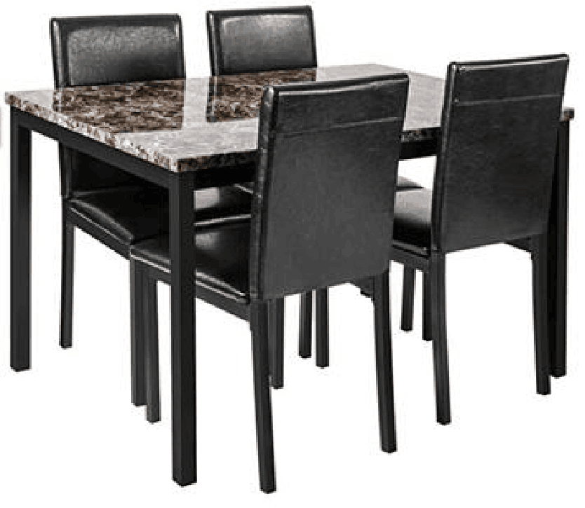 5 Piece Metal Dinette Set with Faux Marble Top in Black by HouseOfZazla on Tampa Home & Garden Store