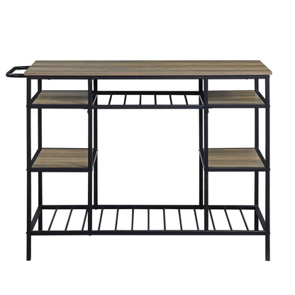 Lona Kitchen Island Rustic Oak and Black Finish