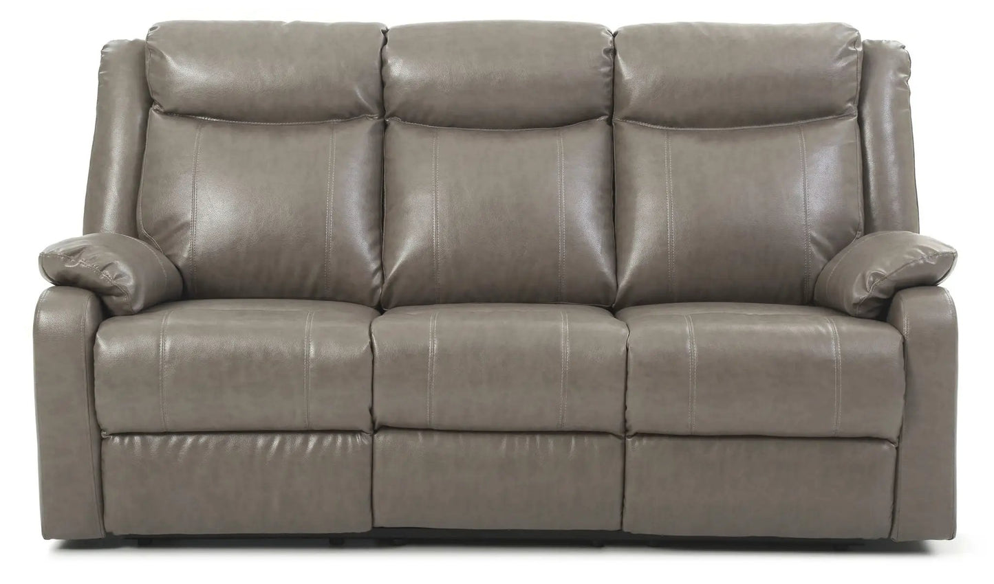 Contemporary Three Seater Sofa reclining, taupe leather upholstery, Unique Piece Furniture on Tampa Home & Garden Store