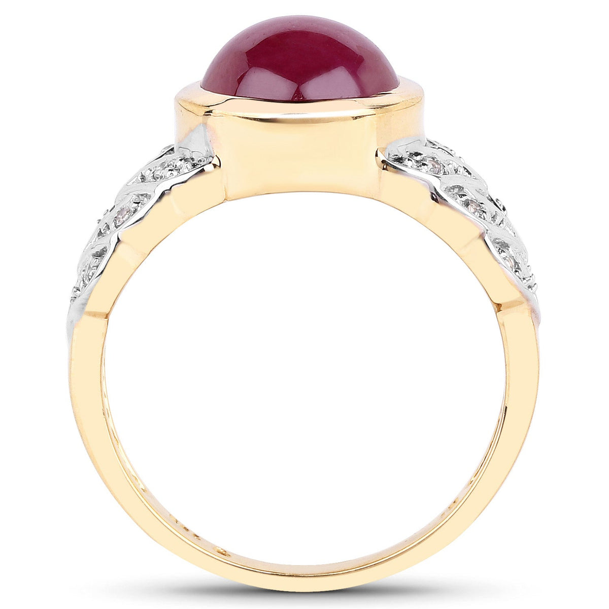 5.11 Carat Glass Filled Ruby & White Topaz Ring by Bids.com, gold band with ruby cabochon on Tampa Home & Garden Store