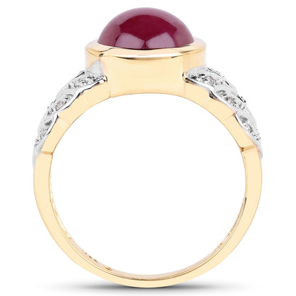5.11 Carat Glass Filled Ruby & White Topaz Ring by Bids.com, gold band with ruby cabochon on Tampa Home & Garden Store