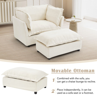 Modern Fabric Armchair with a Movable Ottoman