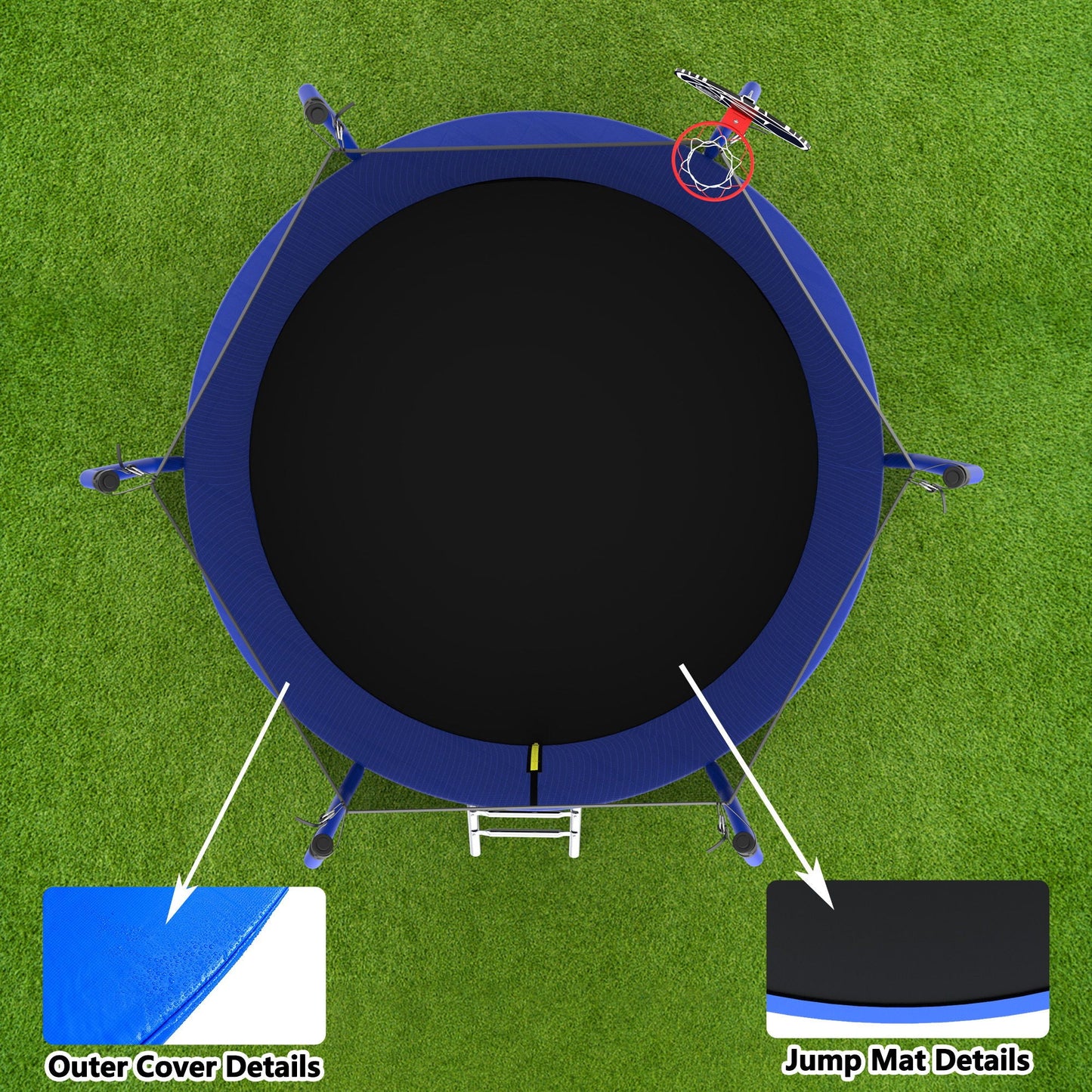 Outdoor Backyard Trampoline and Basketball Hoop