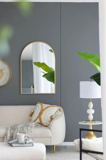 Arched Wall Mirror With Metal Frame Living Room