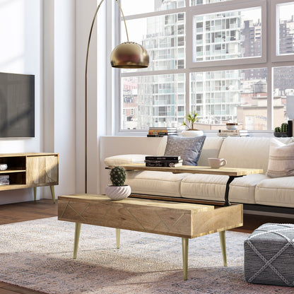 Two Handcrafted Lift Top Coffee Tables with Storage in wood & brass legs by HouseOfZazla on Tampa Home & Garden Store