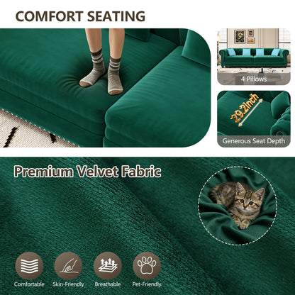 Green Chesterfield Velvet Sofa and the Bed