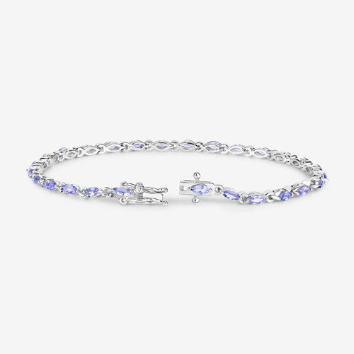 Bracelet with Tanzanite stones in .925 sterling silver links, 3.78ct, Bids.com on Tampa Home & Garden Store