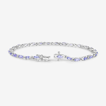 Bracelet with Tanzanite stones in .925 sterling silver links, 3.78ct, Bids.com on Tampa Home & Garden Store