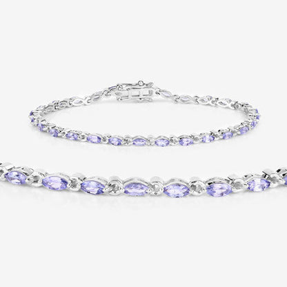 Tanzanite bracelet 3.78 ct, lavender oval stones, .925 sterling silver on Tampa Home & Garden Store