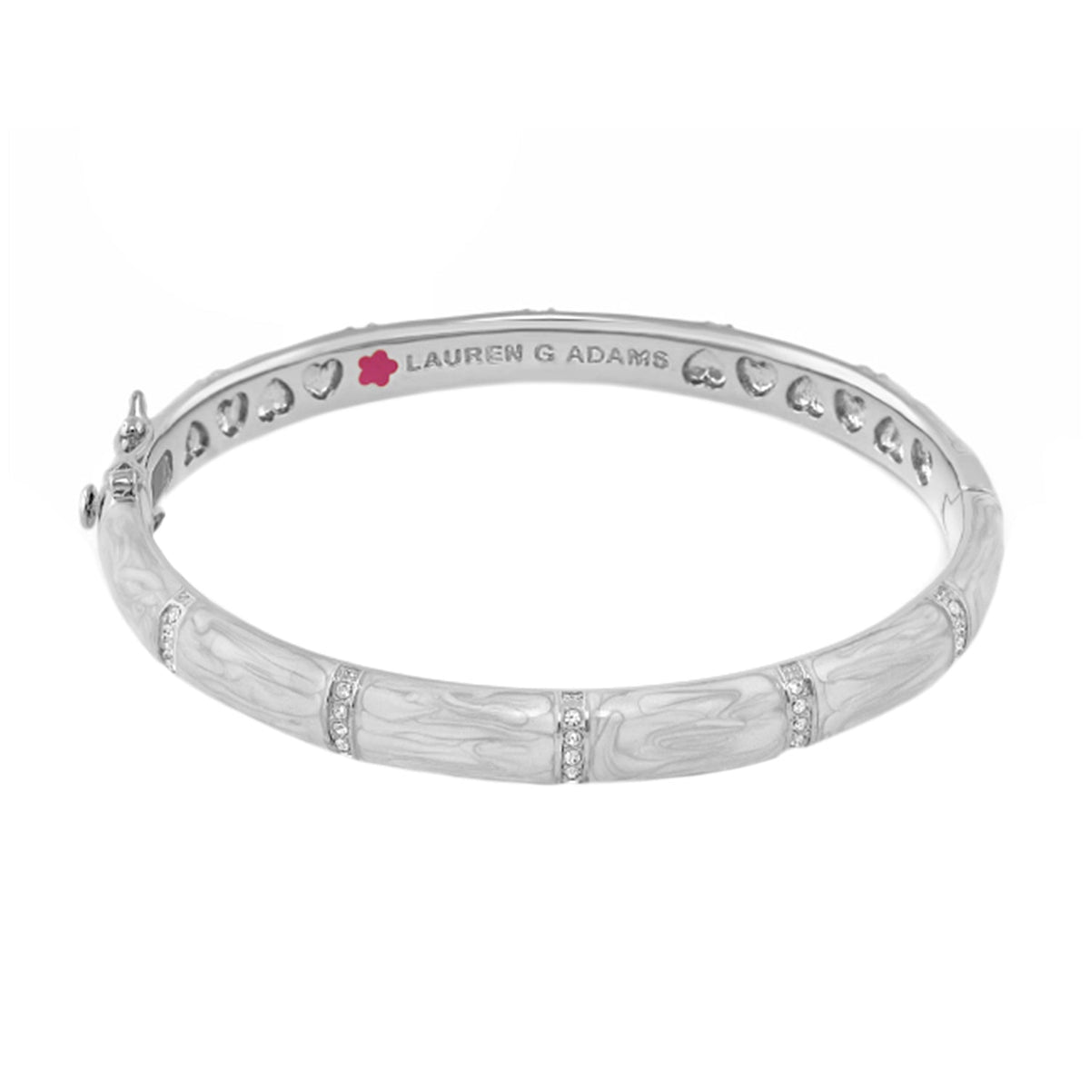 Santa Barbara Bangle by Lauren G Adams, silver bracelet with marbled enamel and crystal accents on Tampa Home & Garden Store