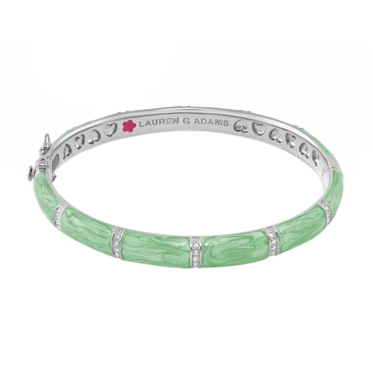 Santa Barbara Bangle by Lauren G Adams, mint green marbled enamel bracelet with crystals on Tampa Home & Garden Store
