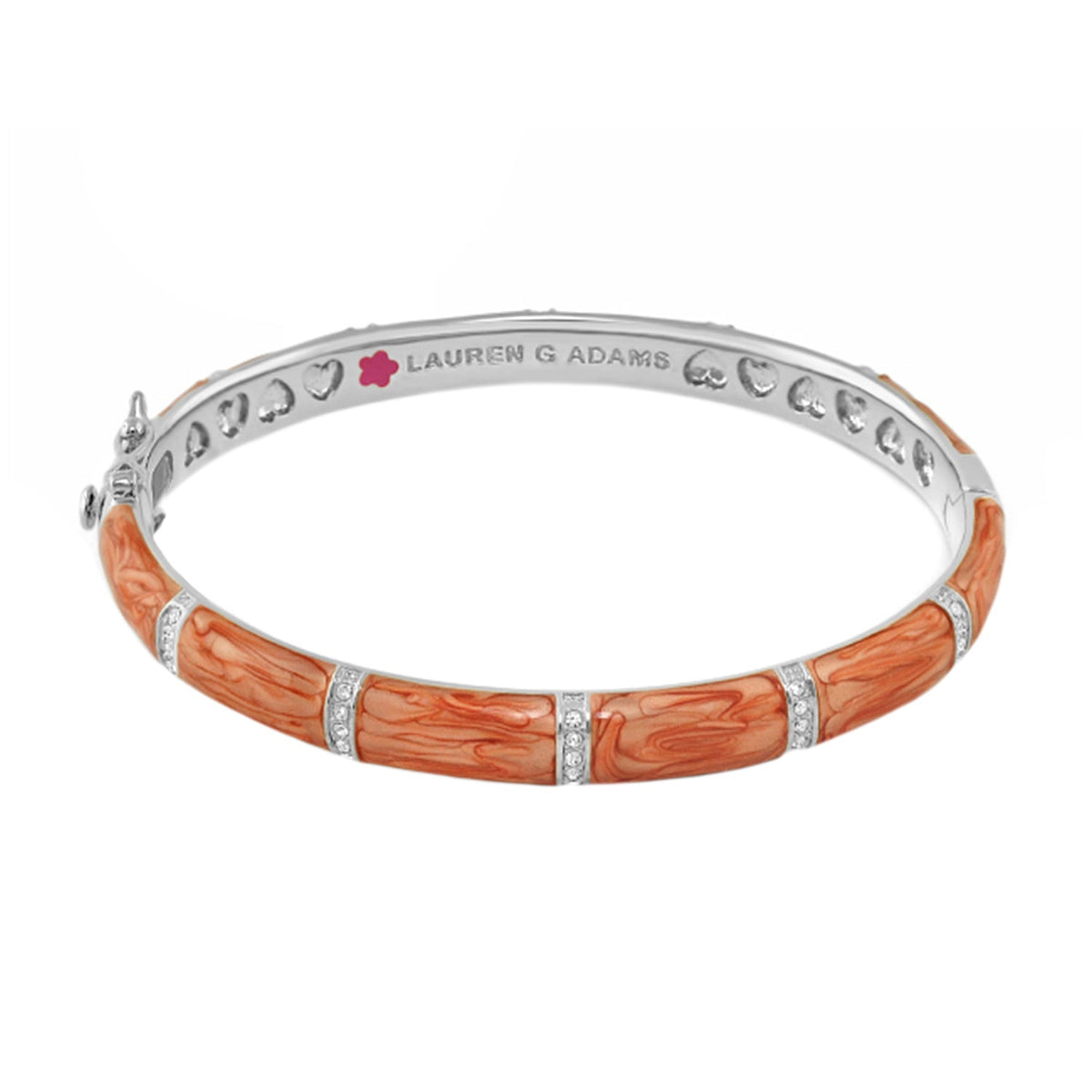 Santa Barbara Bangle by Lauren G Adams, orange carved bracelet with silver accents on Tampa Home & Garden Store