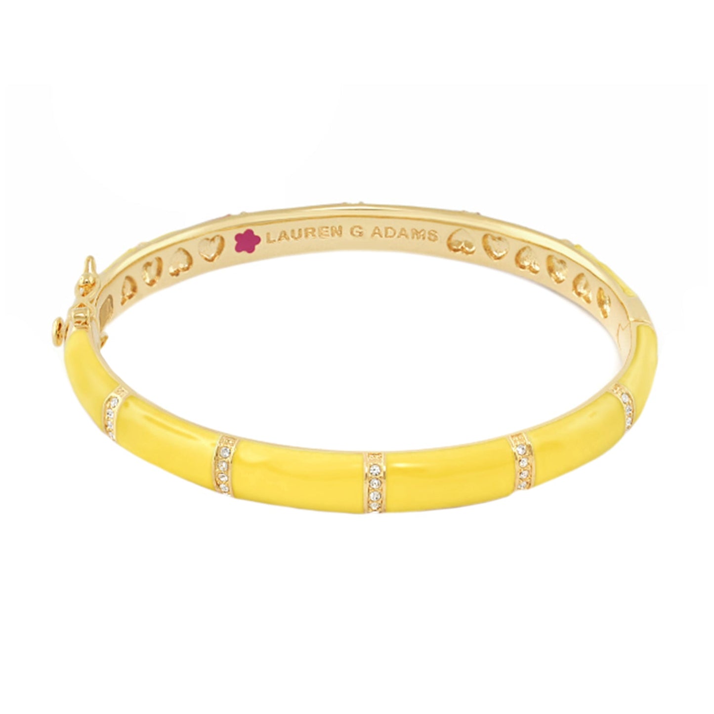 Santa Barbara Bangle by Lauren G Adams, yellow enamel segmented gold-tone bracelet with crystal pavé accents on Tampa Home & Garden Store
