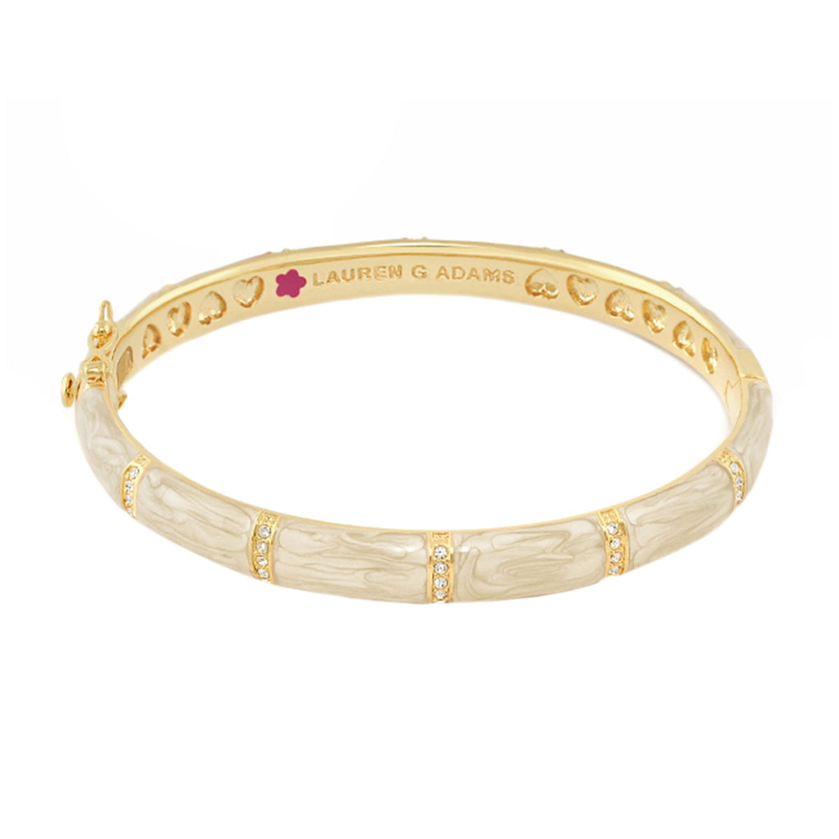 Santa Barbara Bangle bracelet gold-tone with ivory marbled enamel by Lauren G Adams on Tampa Home & Garden Store