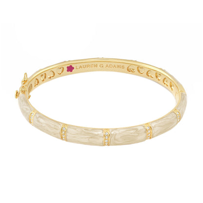 Santa Barbara Bangle bracelet gold-tone with ivory marbled enamel by Lauren G Adams on Tampa Home & Garden Store
