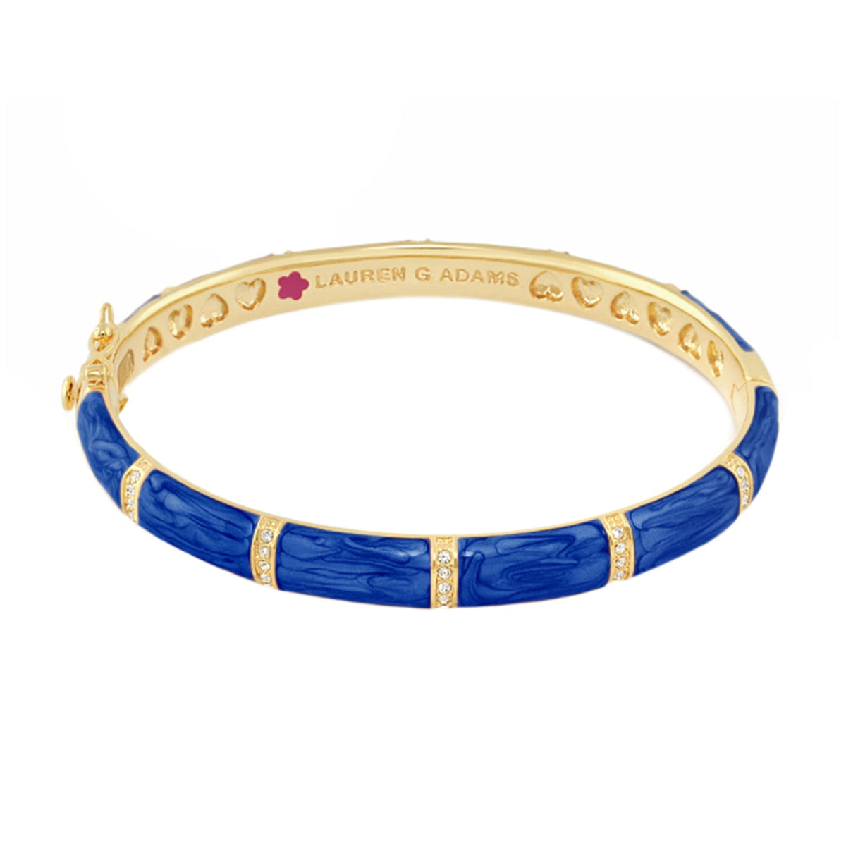 Santa Barbara Bangle bracelet in gold-tone with blue enamel segments and crystal accents by Lauren G Adams on Tampa Home & Garden Store