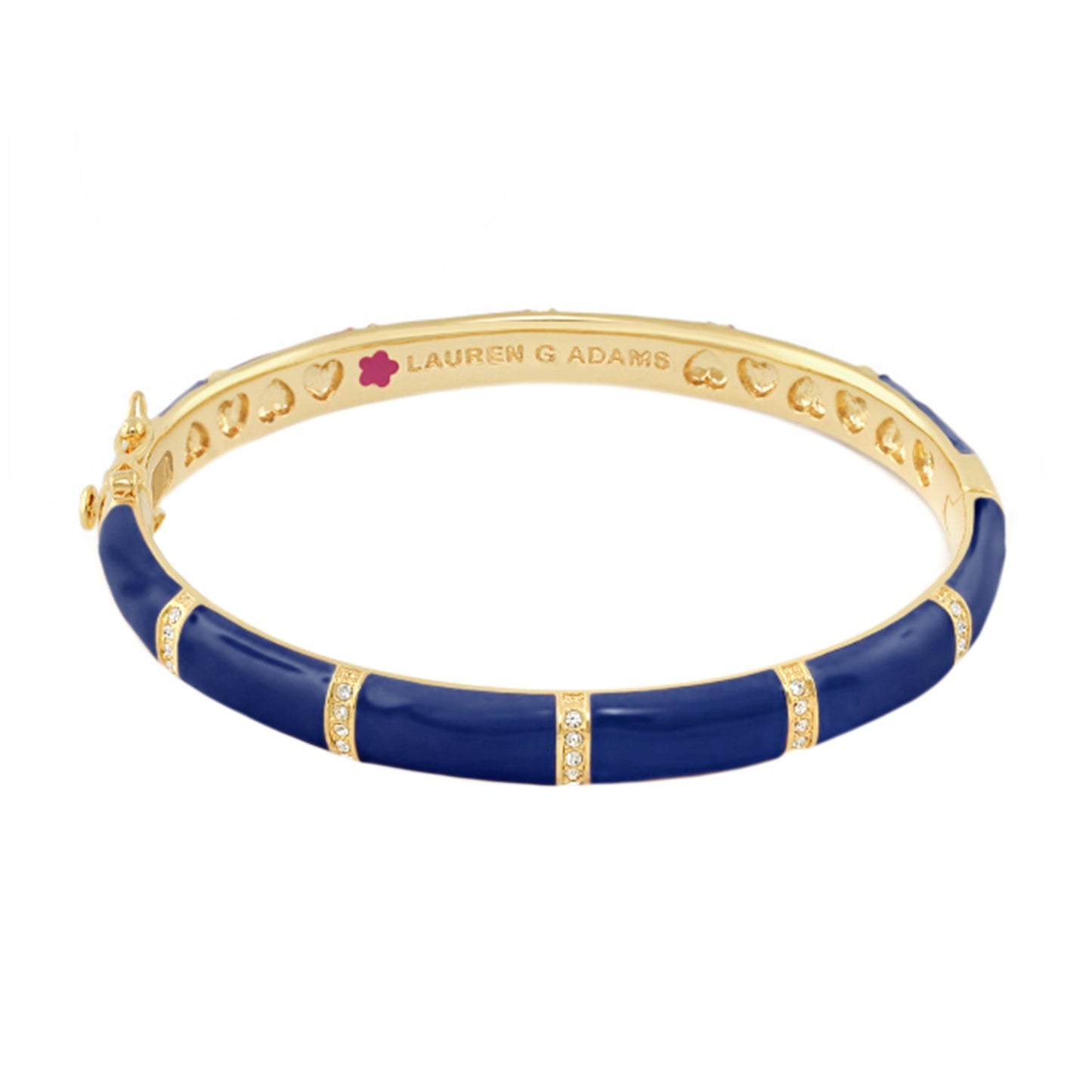Santa Barbara Bangle by Lauren G Adams in blue enamel with gold segmented panels on Tampa Home & Garden Store