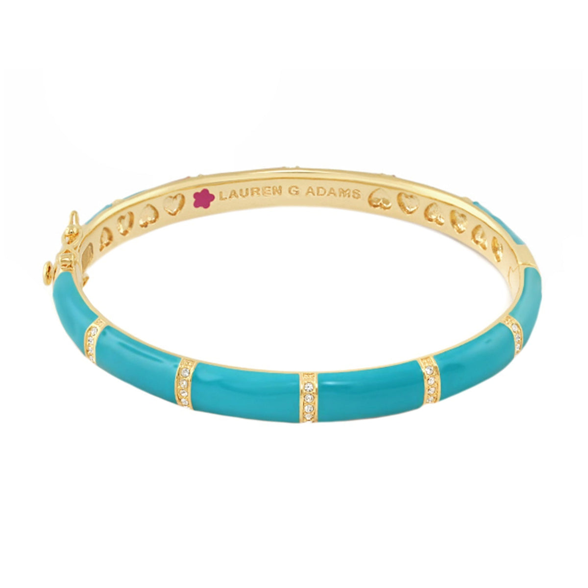 Santa Barbara Bangle bracelet by Lauren G Adams; turquoise enamel with gold-tone segments on Tampa Home & Garden Store