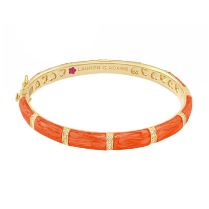 Santa Barbara Bangle by Lauren G Adams, gold-tone bracelet with orange enamel and crystal accents on Tampa Home & Garden Store