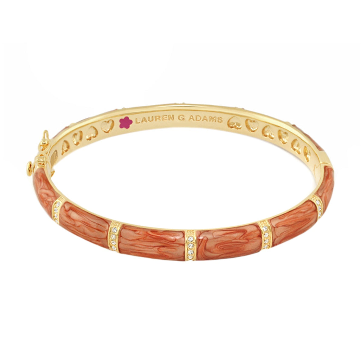 Santa Barbara Bangle Lauren G Adams gold bracelet with coral inlay and crystal accents on Tampa Home & Garden Store