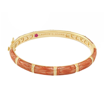 Santa Barbara Bangle Lauren G Adams gold bracelet with coral inlay and crystal accents on Tampa Home & Garden Store