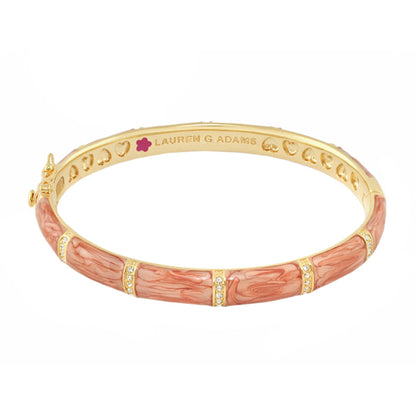 Santa Barbara Bangle by Lauren G Adams, gold-tone bracelet with pink marbled enamel crystals on Tampa Home & Garden Store