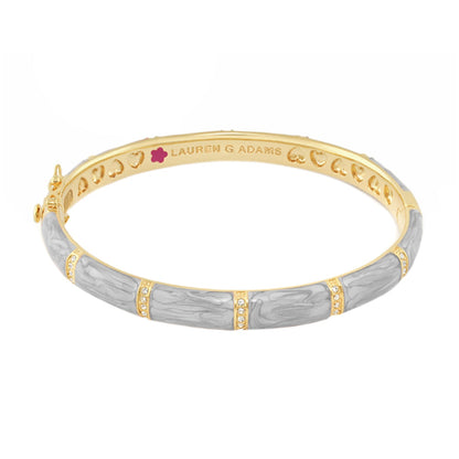 Santa Barbara Bangle by Lauren G Adams, gold-tone bracelet with gray marbled enamel crystals on Tampa Home & Garden Store