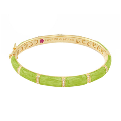 Santa Barbara Bangle by Lauren G Adams, lime green enamel gold-tone bracelet with crystals on Tampa Home & Garden Store