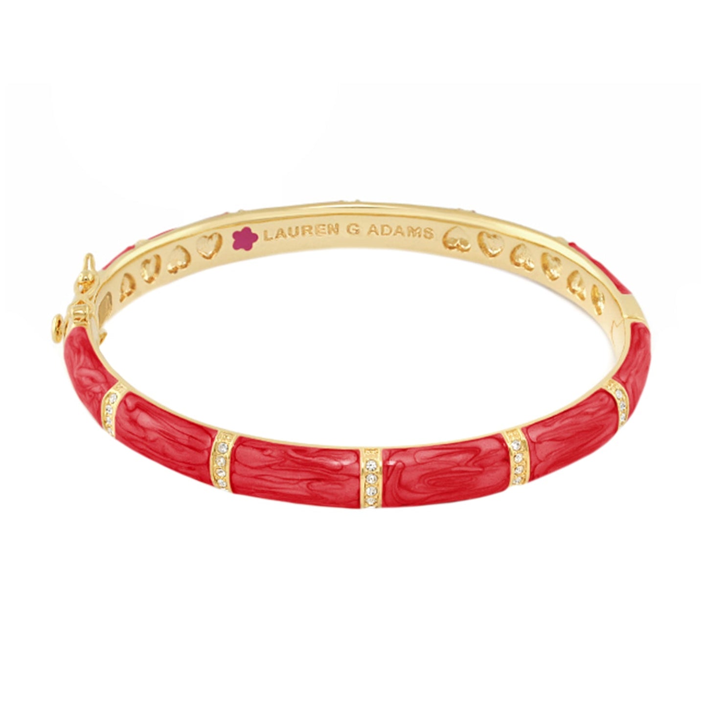 Santa Barbara Bangle by Lauren G Adams, red enamel gold bracelet with crystal accents on Tampa Home & Garden Store