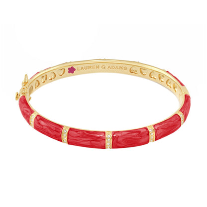 Santa Barbara Bangle by Lauren G Adams, red enamel gold bracelet with crystal accents on Tampa Home & Garden Store