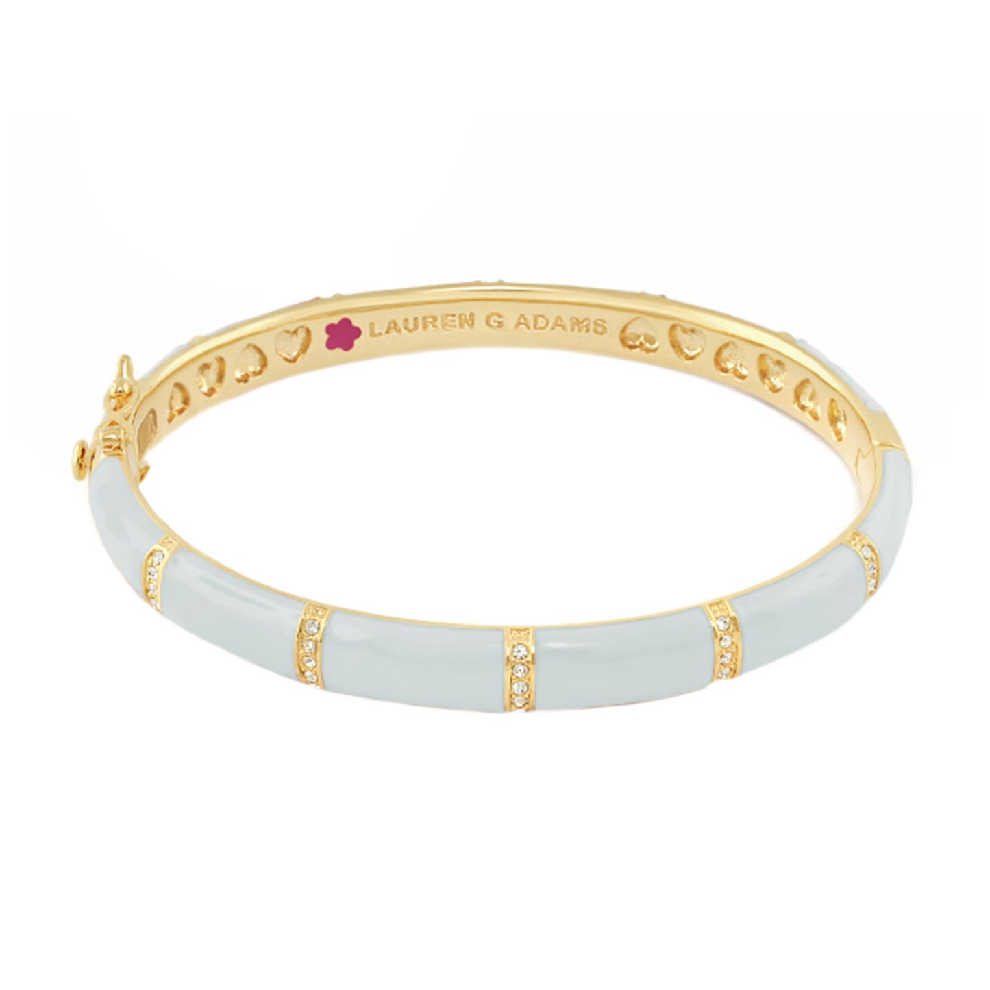 Santa Barbara Bangle by Lauren G Adams, light blue enamel, gold-tone inlays with crystals on Tampa Home & Garden Store