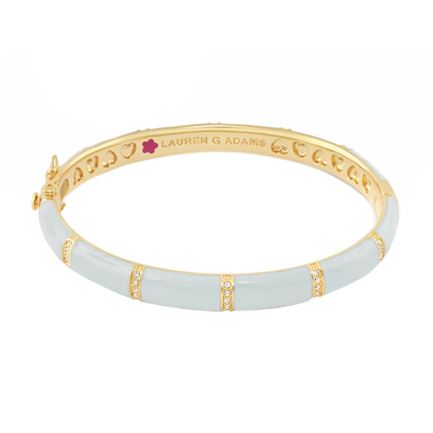 Santa Barbara Bangle by Lauren G Adams, light blue enamel, gold-tone inlays with crystals on Tampa Home & Garden Store