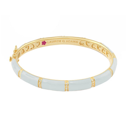 Santa Barbara Bangle by Lauren G Adams, light blue enamel, gold-tone inlays with crystals on Tampa Home & Garden Store