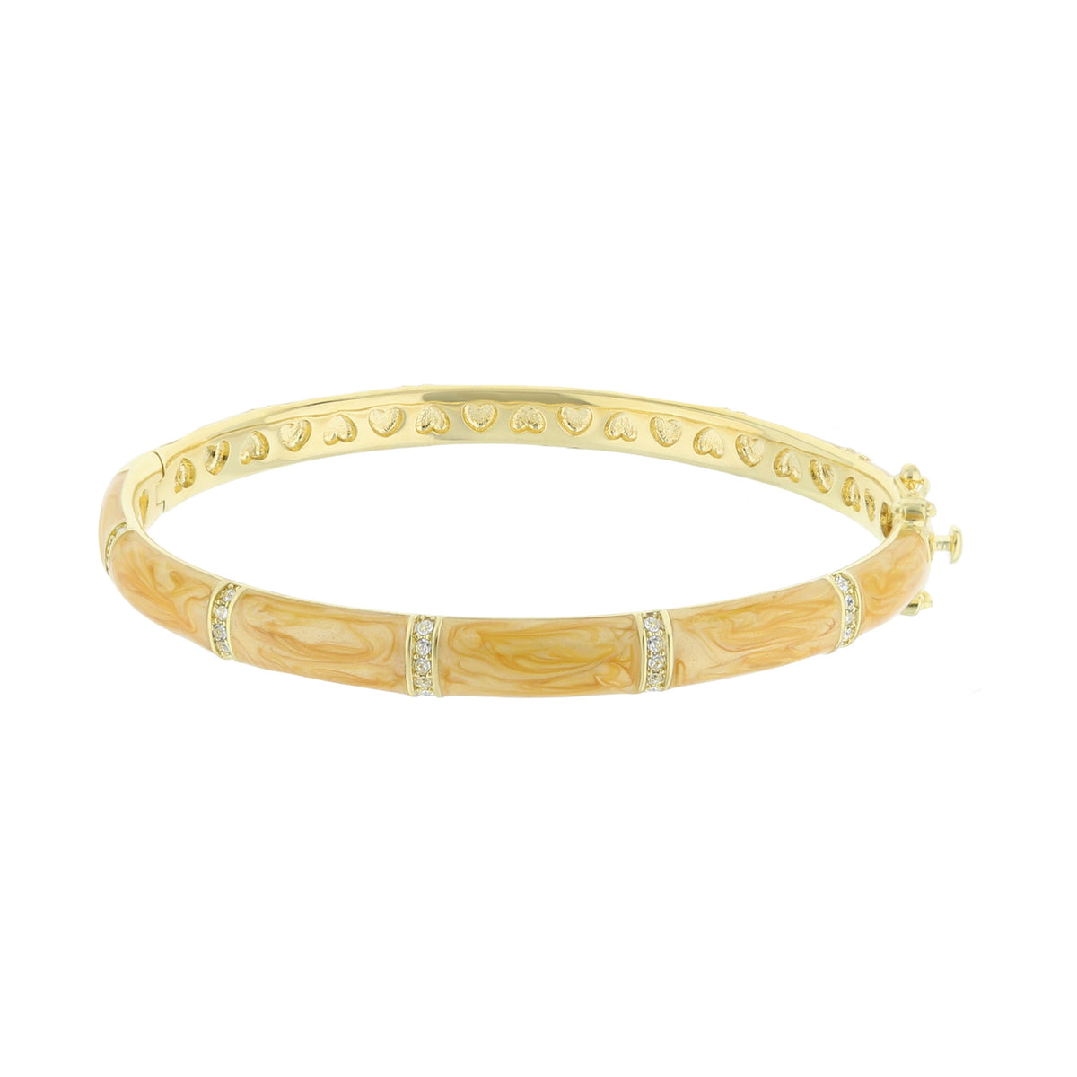 Santa Barbara Bangle by Lauren G Adams, gold-tone bracelet with heart motifs and crystals on Tampa Home & Garden Store