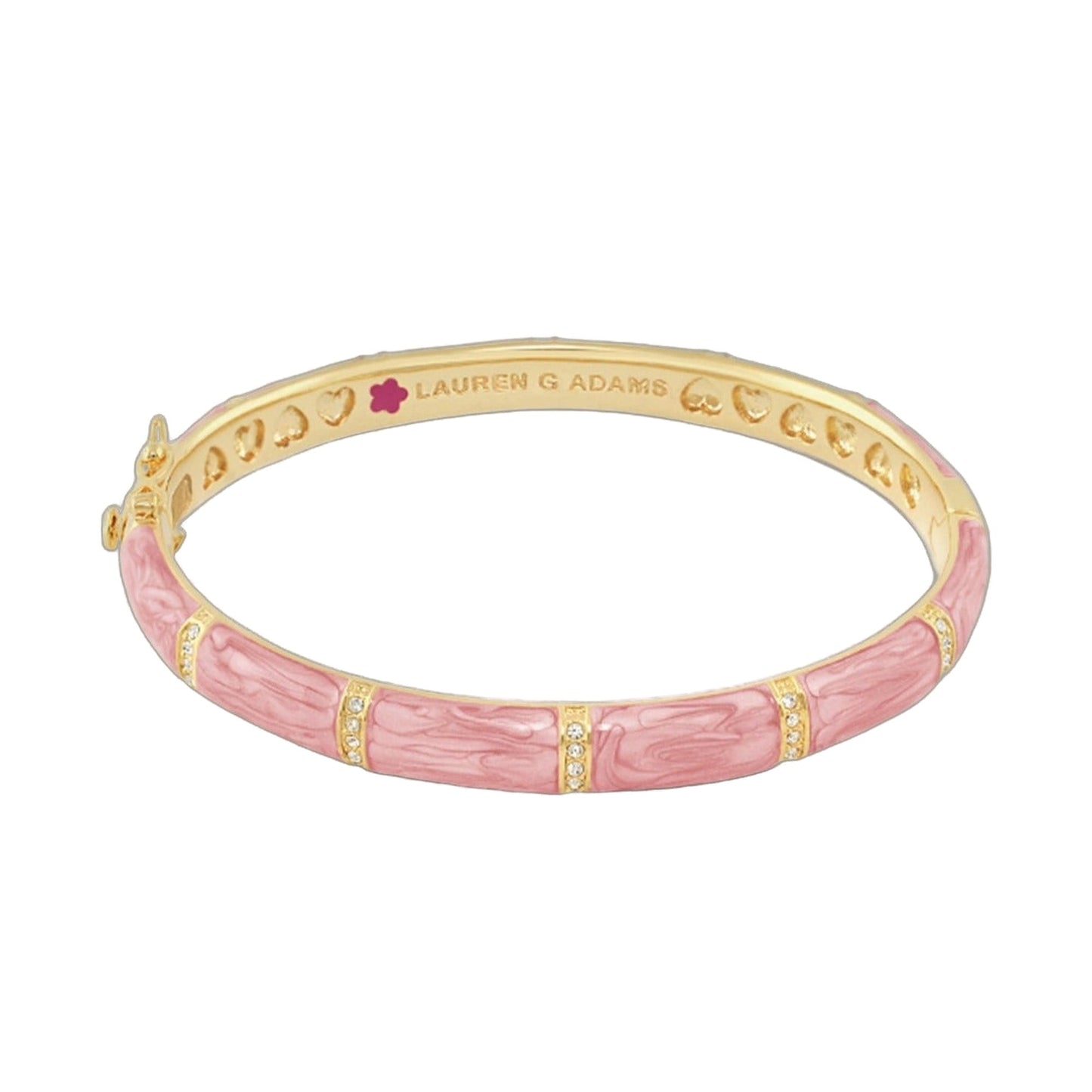 Santa Barbara Bangle pink enamel bracelet with gold trim crystal accents Lauren G Adams on Tampa Home & Garden Store