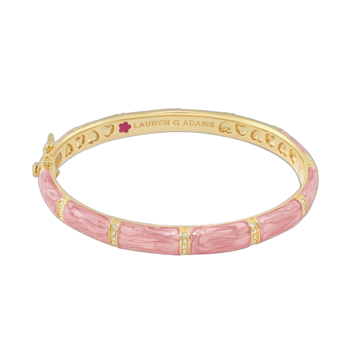Santa Barbara Bangle pink enamel bracelet with gold trim crystal accents Lauren G Adams on Tampa Home & Garden Store