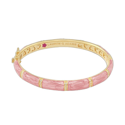 Santa Barbara Bangle pink enamel bracelet with gold trim crystal accents Lauren G Adams on Tampa Home & Garden Store