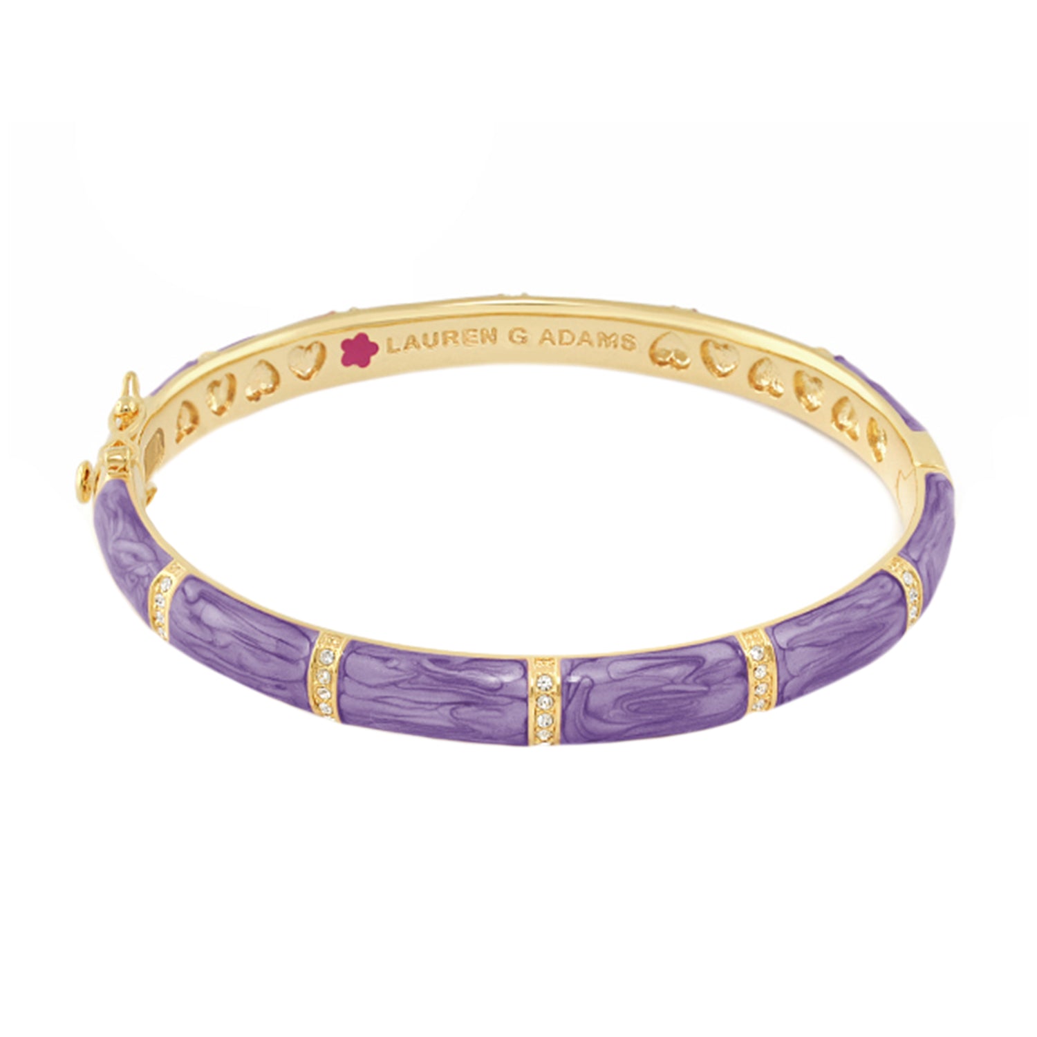 Santa Barbara Bangle by Lauren G Adams, purple marbled enamel with gold-tone accents on Tampa Home & Garden Store