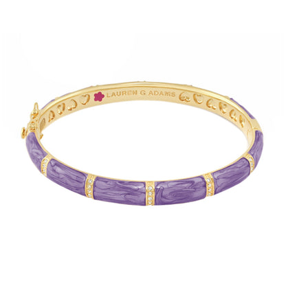 Santa Barbara Bangle by Lauren G Adams, purple marbled enamel with gold-tone accents on Tampa Home & Garden Store