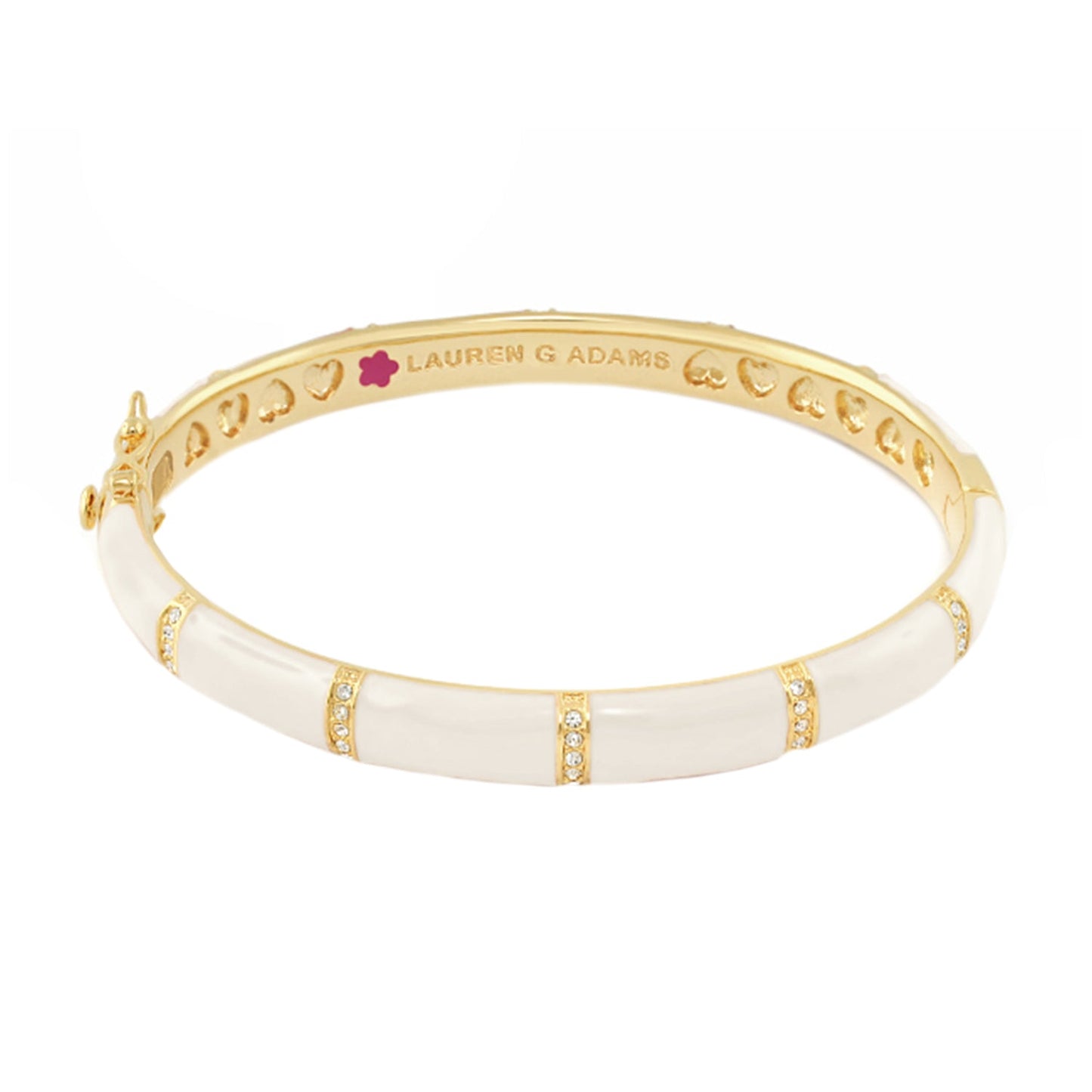 Santa Barbara Bangle by Lauren G Adams, gold-tone bracelet with white enamel on Tampa Home & Garden Store